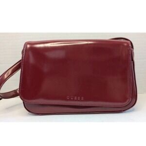 Vintage Guess Flap Over Purse pouch clutch Glossy Red Purse Bag 9x5.5 Inch